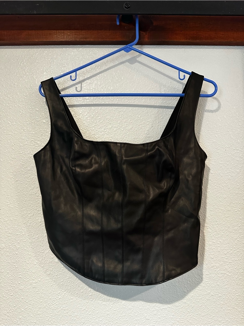 Abercrombie & Fitch Black Faux Leather Square-Neck Tank